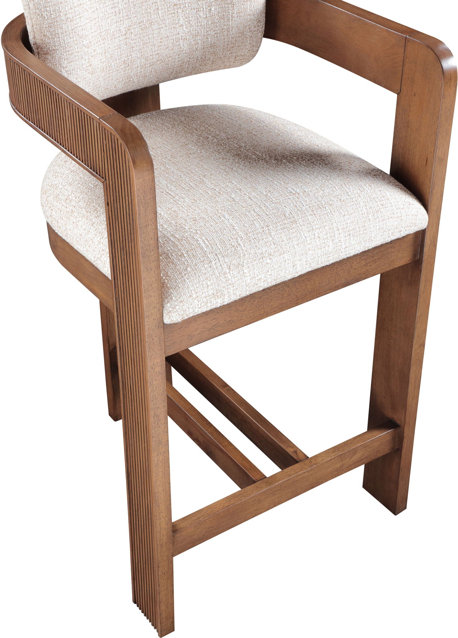 Sacha - Linen Stool With Brown Base