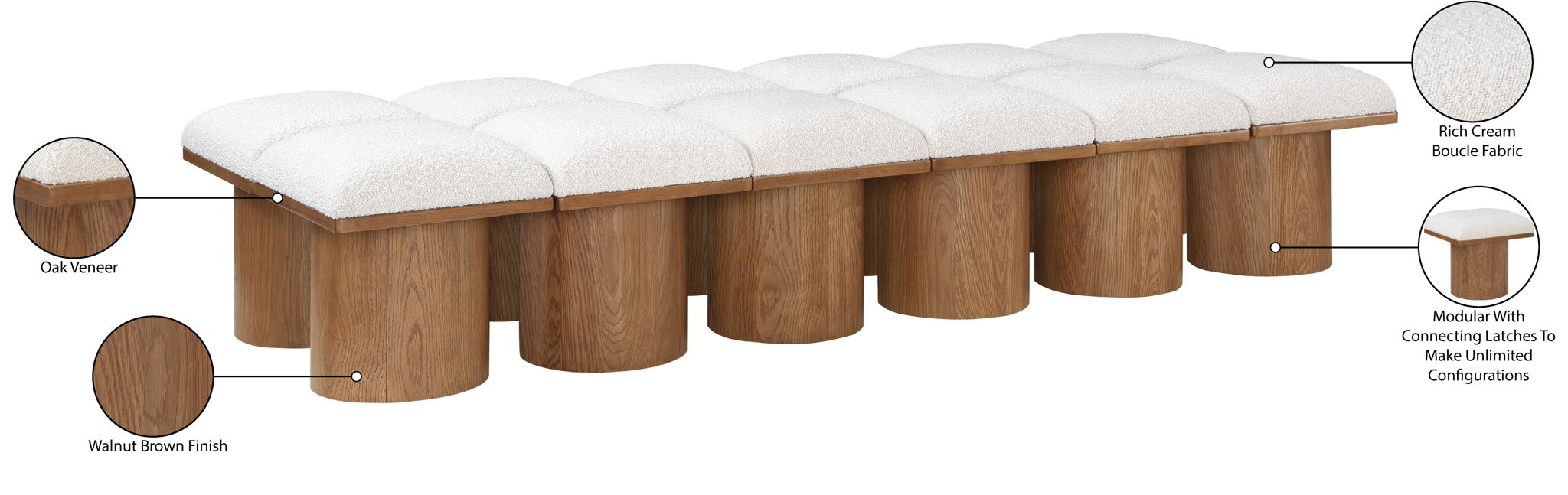 Pavilion - 12 Piece Modular Bench With Brown Base