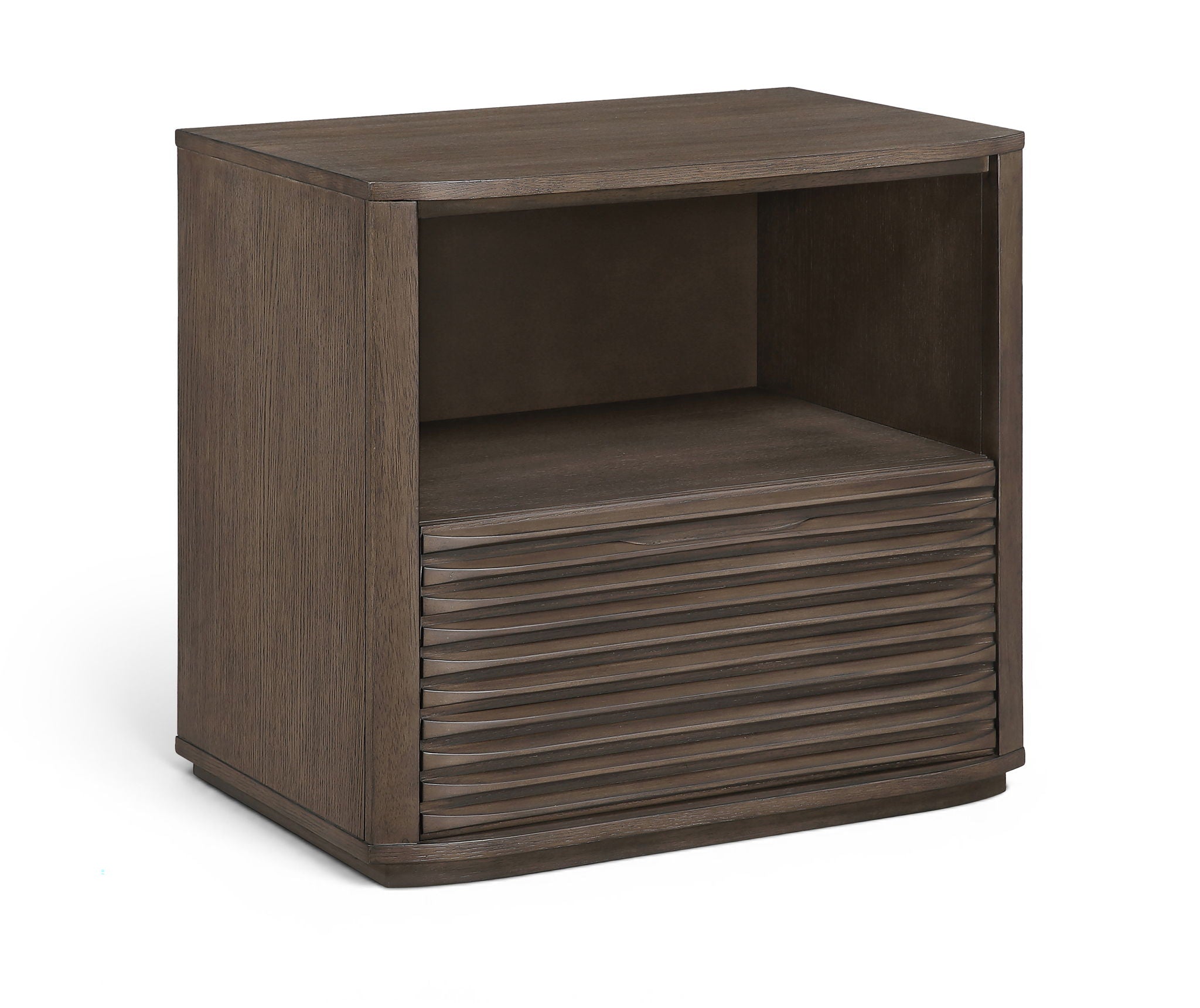Morino - Oak Veneer And Solid Wood Nightstand - Brown