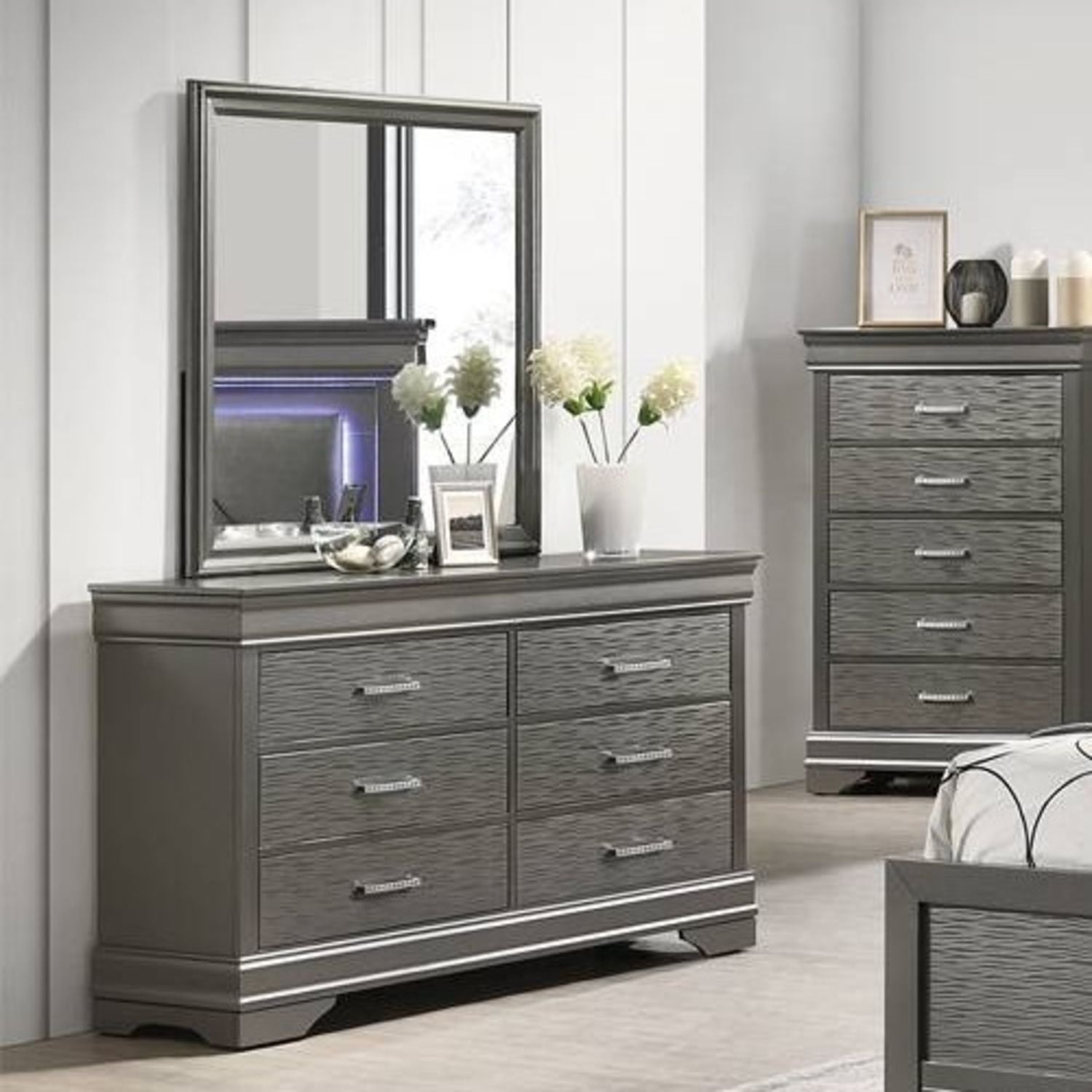 1 Piece Dresser 6 Drawers Bedroom Furniture - Gray