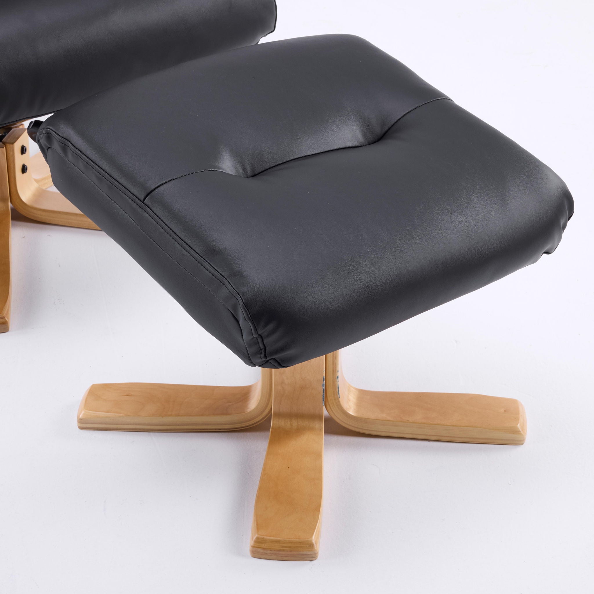 Massage Recliner With Ottoman, 360° Swivel, Heat & Vibration - Black Pu