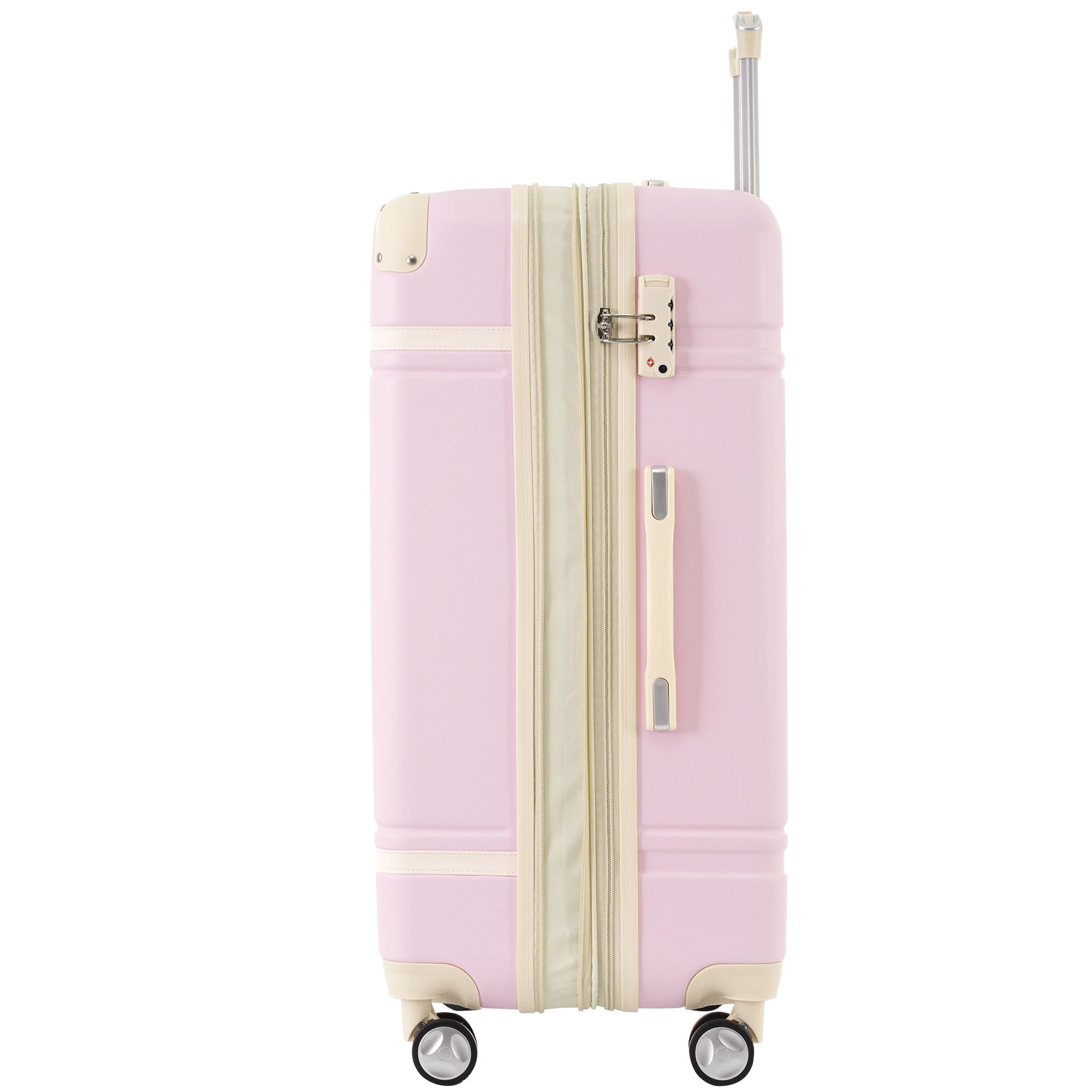 Hardshell Luggage Set With Double Spinner Wheels, Tsa Lock, Lightweight Suitcase, 24" With Bags - Light Pink