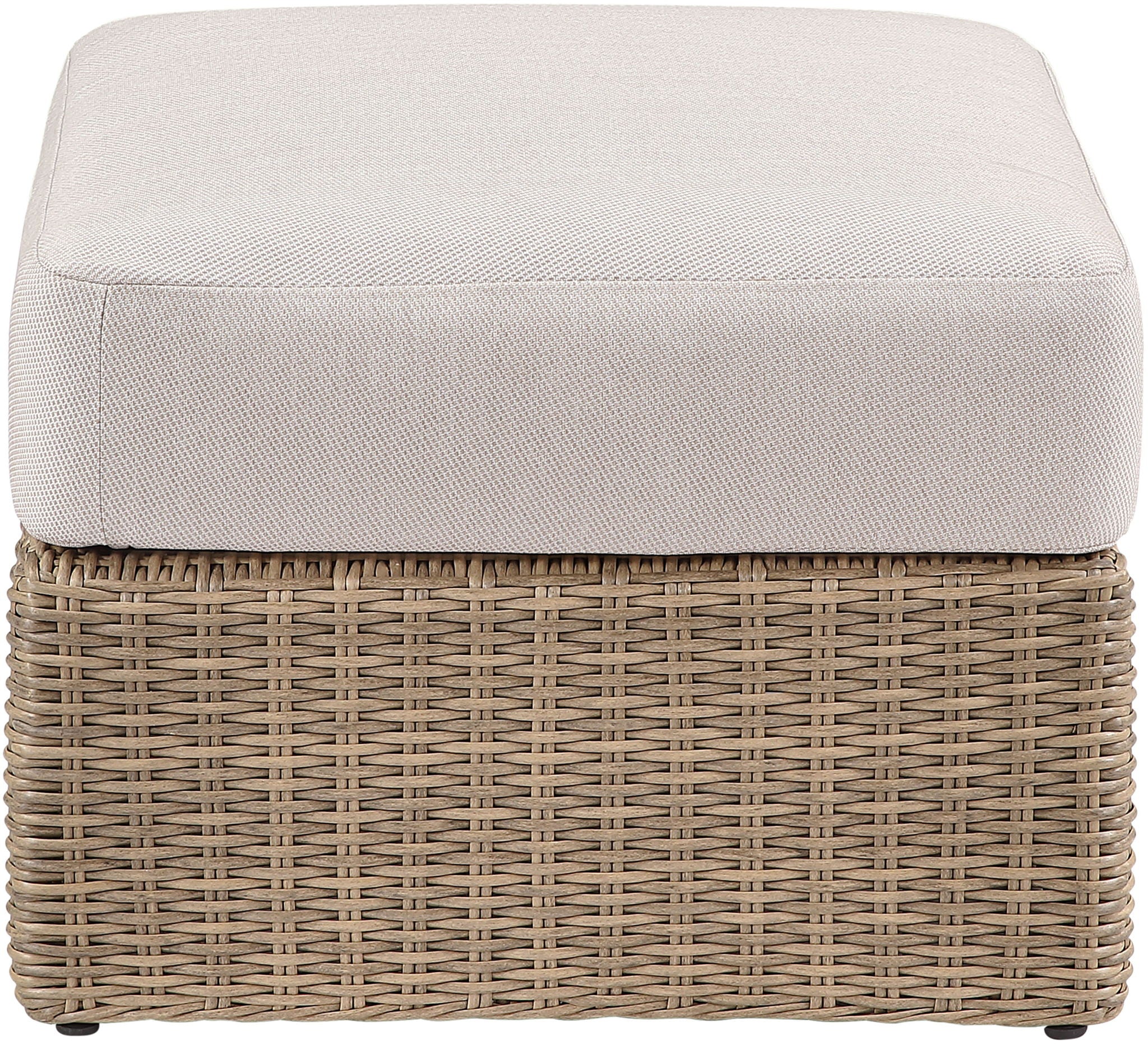 Seacrest - Olefin Water Resistant Fabric And Wicker Outdoor Patio Ottoman/Coffee Table