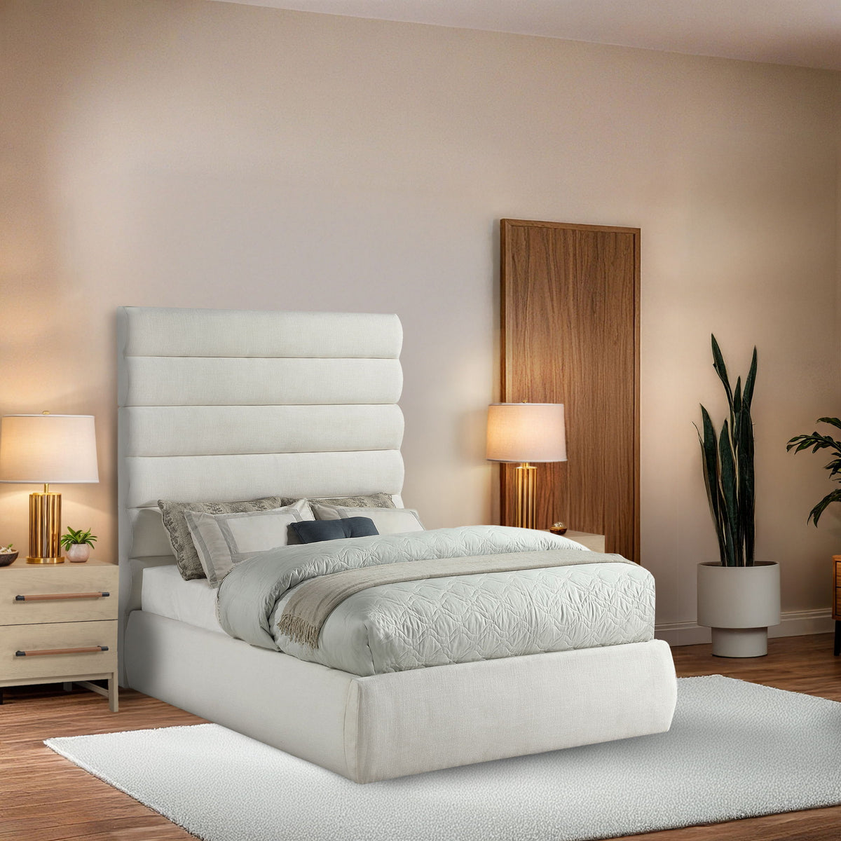 Adam - Linen Fabric Bed With 70.5" Headboard