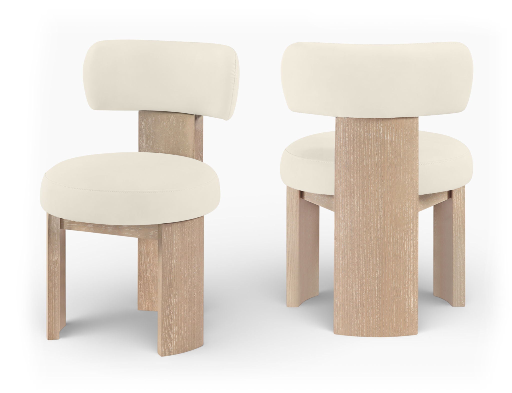 Atelier - Vegan Leather Upholstered Dining Chair (Set of 2) - Painted Natural Frame