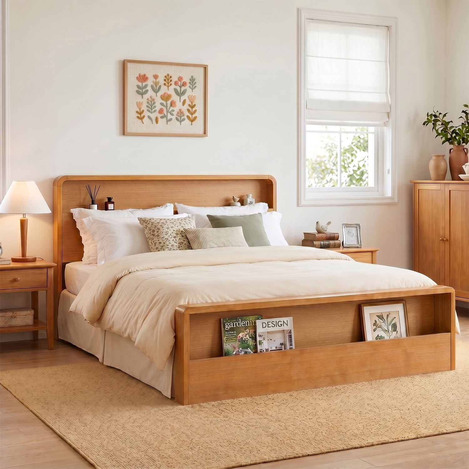 Bed Frame With Dual Open Storage Headboard And Footboard