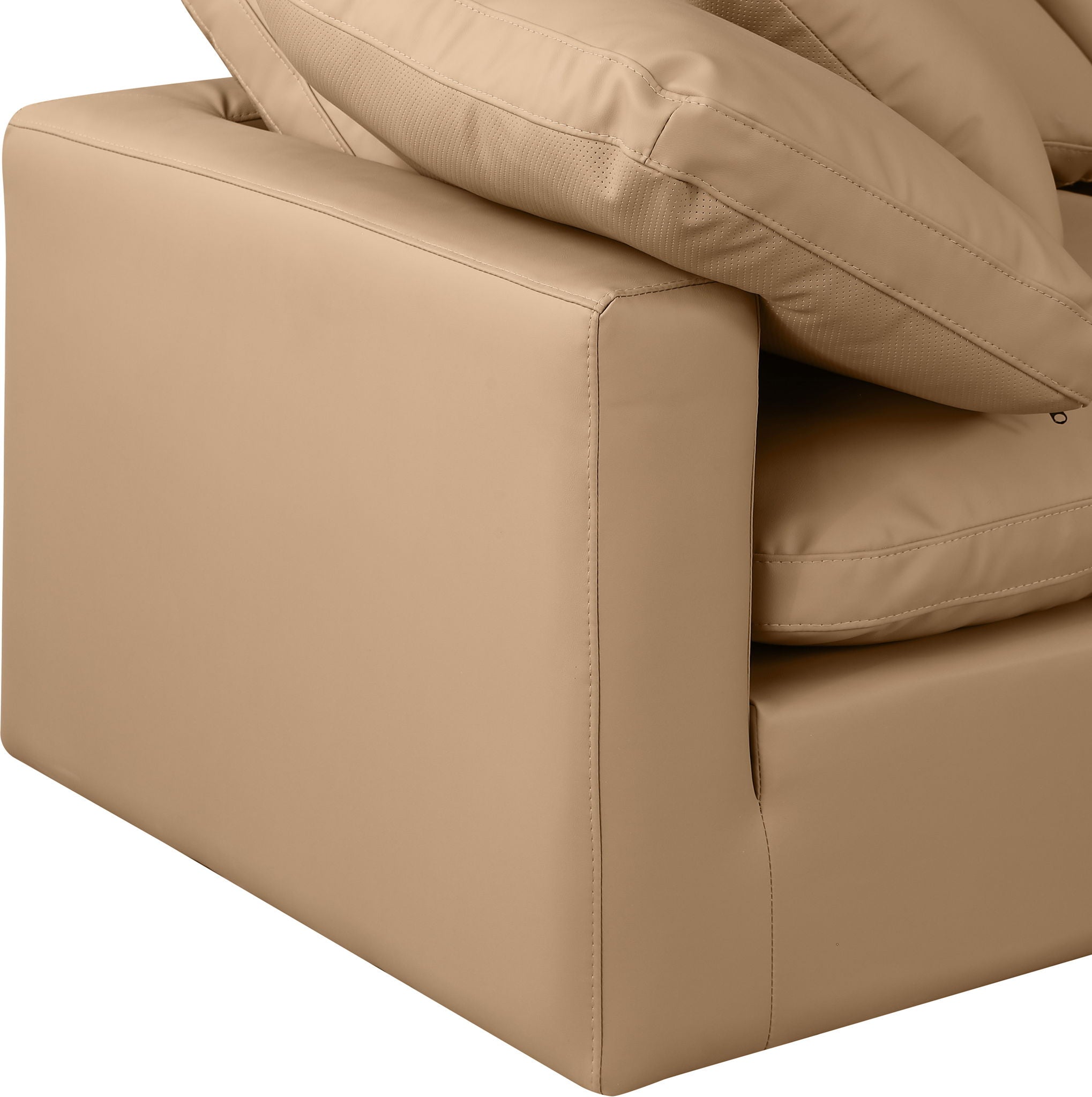 Indulge - Faux Leather 4 Piece Modular Sectional With Chaise - Tan