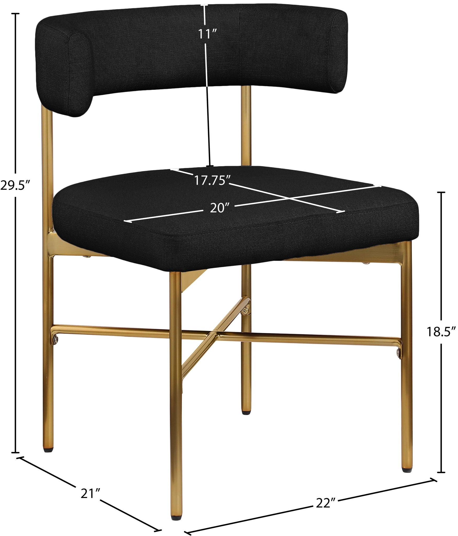 Rivage - Durable Dining Chair With Gold Frame (Set of 2)