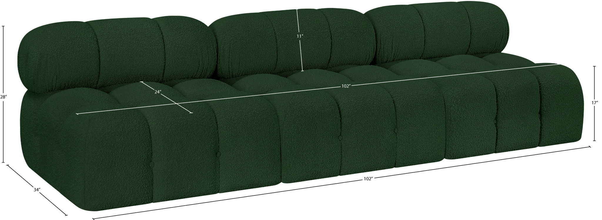 Ames - 3 Seat Modular Armless Sofa