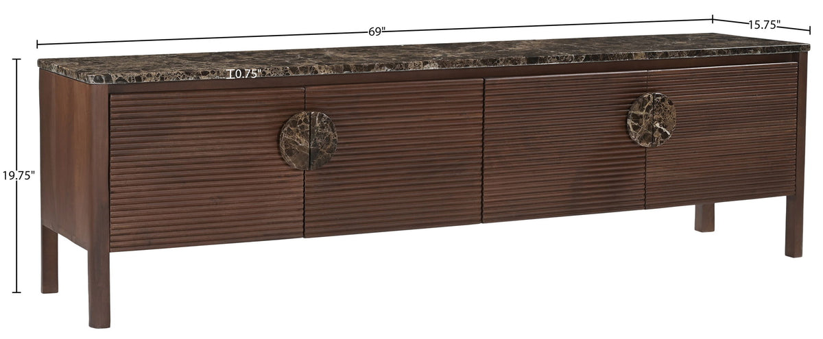 Varenna - 69" Genuine Marble And Acacia Wood Media Console