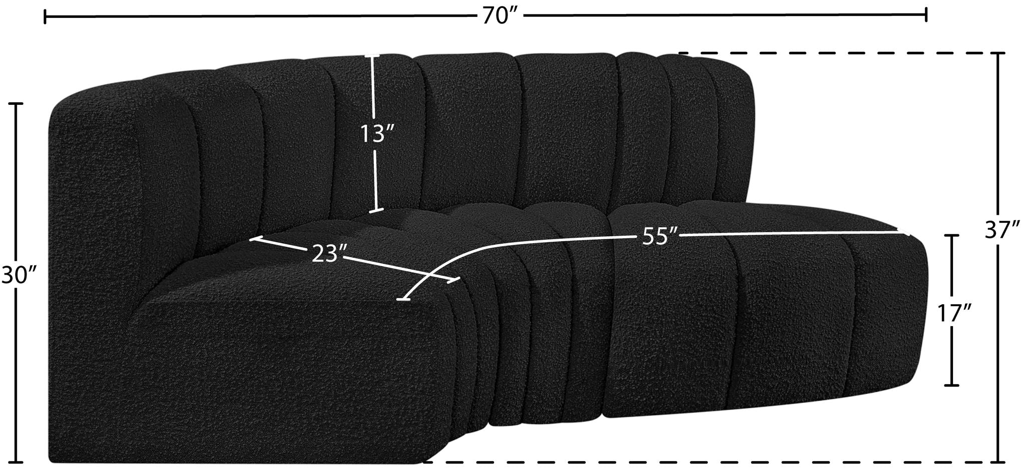 Arc - Boucle Fabric 3 Piece Modular L-Shaped Sofa