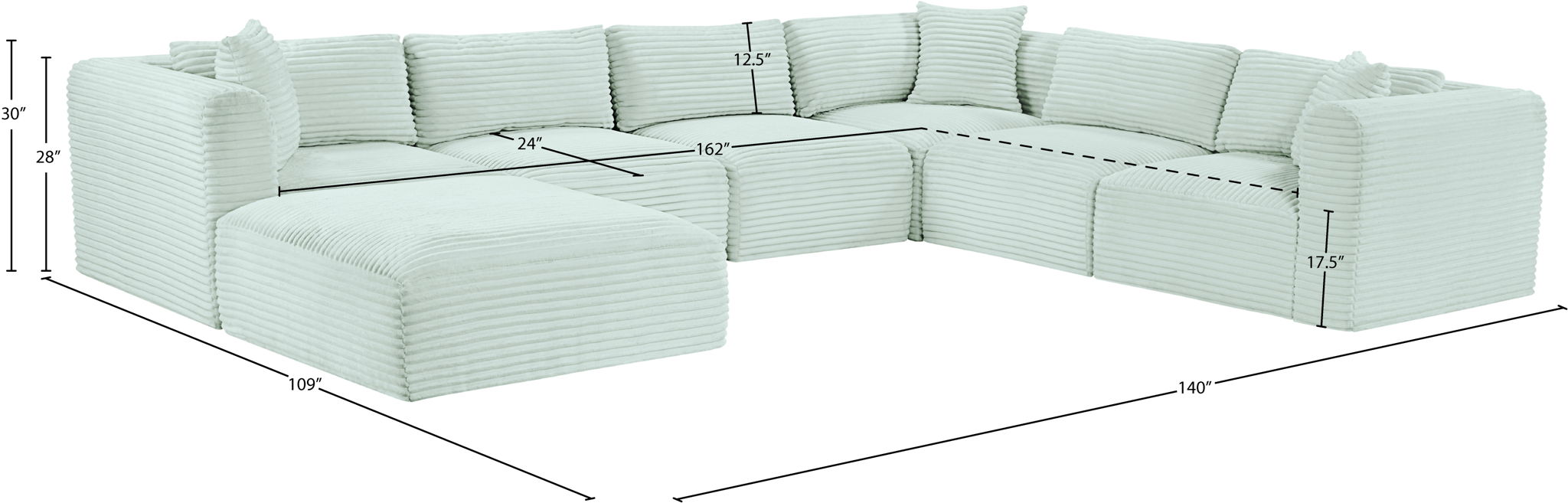 Shaggy - 7 Piece Modular U-Shaped Sectional With Ottoman