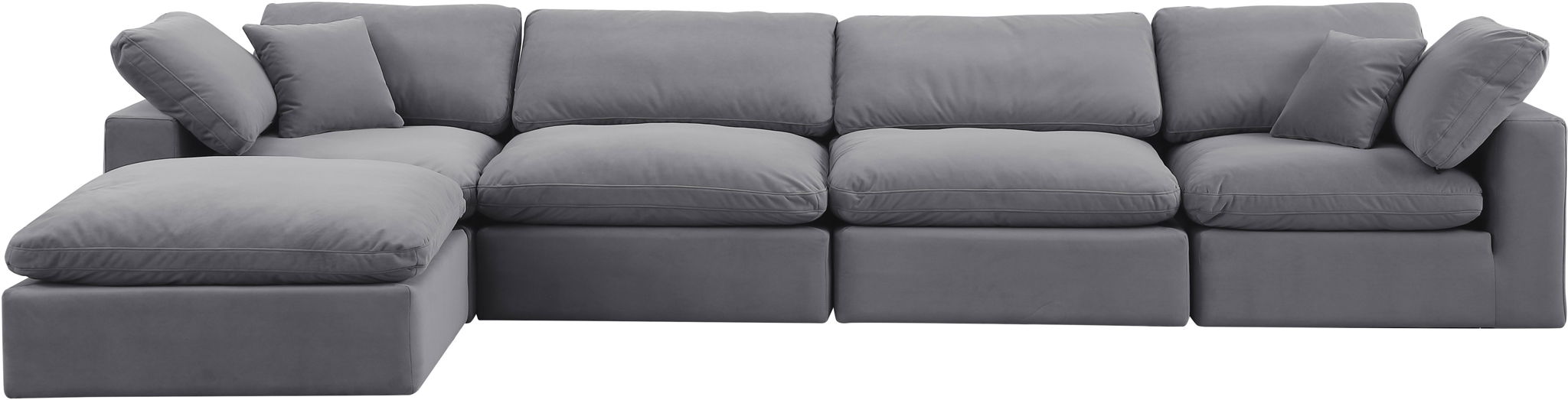 Comfy - 5 Piece Velvet Modular Sectional With Chaise