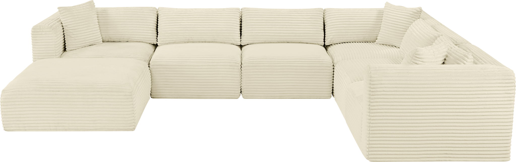 Shaggy - 7 Piece Modular U-Shaped Sectional With Ottoman