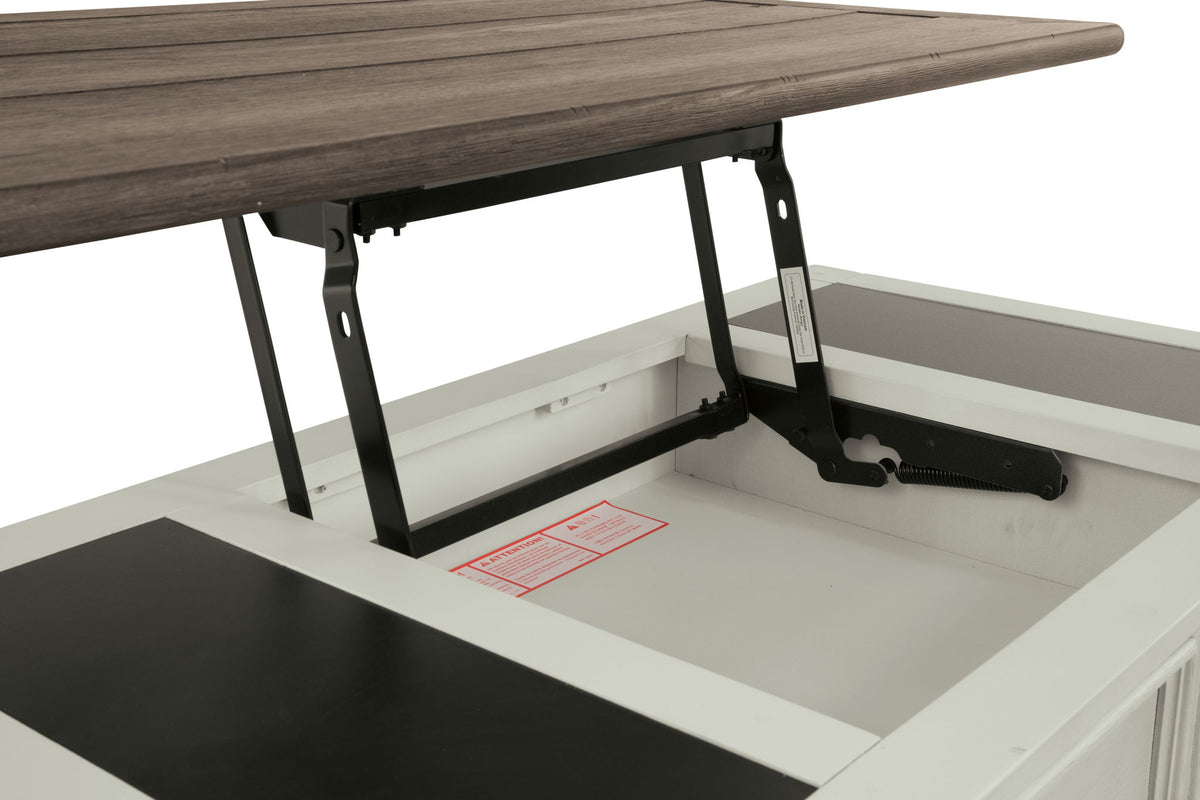 Bolanburg - Lift Top Cocktail Table - White / Brown / Beige