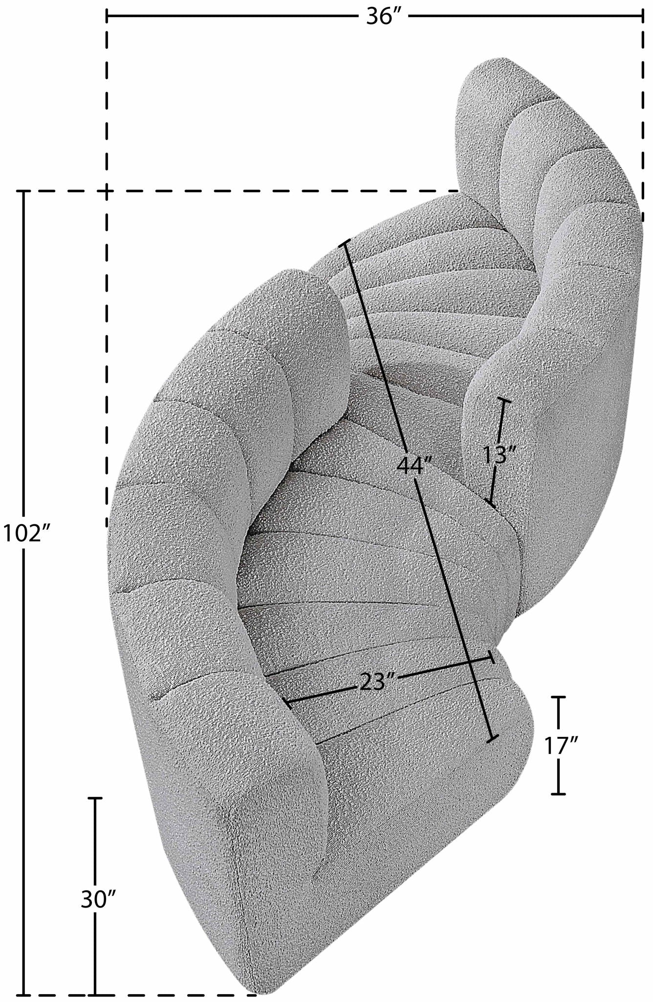 Arc - Boucle Fabric 4 Piece Curved Modular Sofa