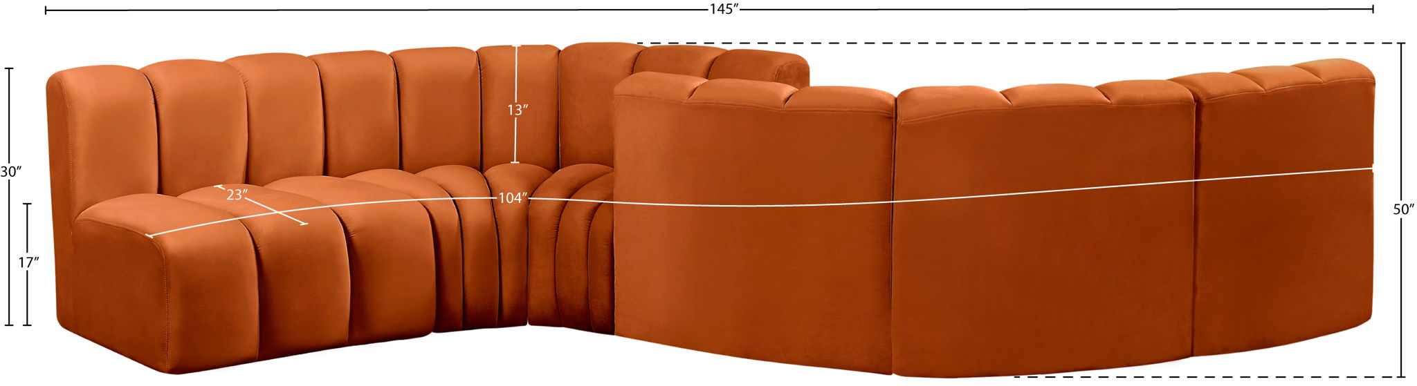 Arc - Velvet 6 Piece Modular Sofa