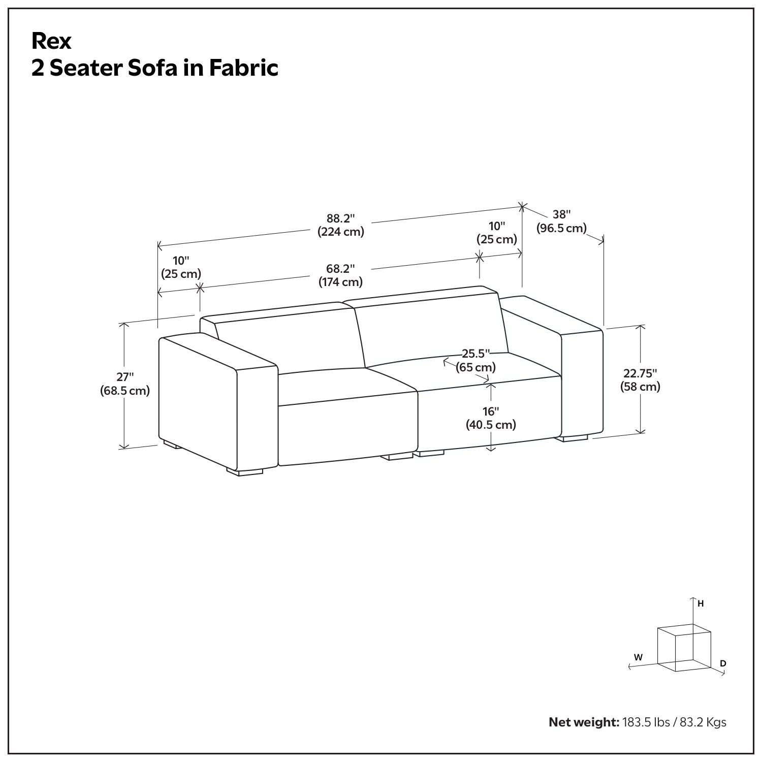 Rex - 2 Seater Sofa - Gray