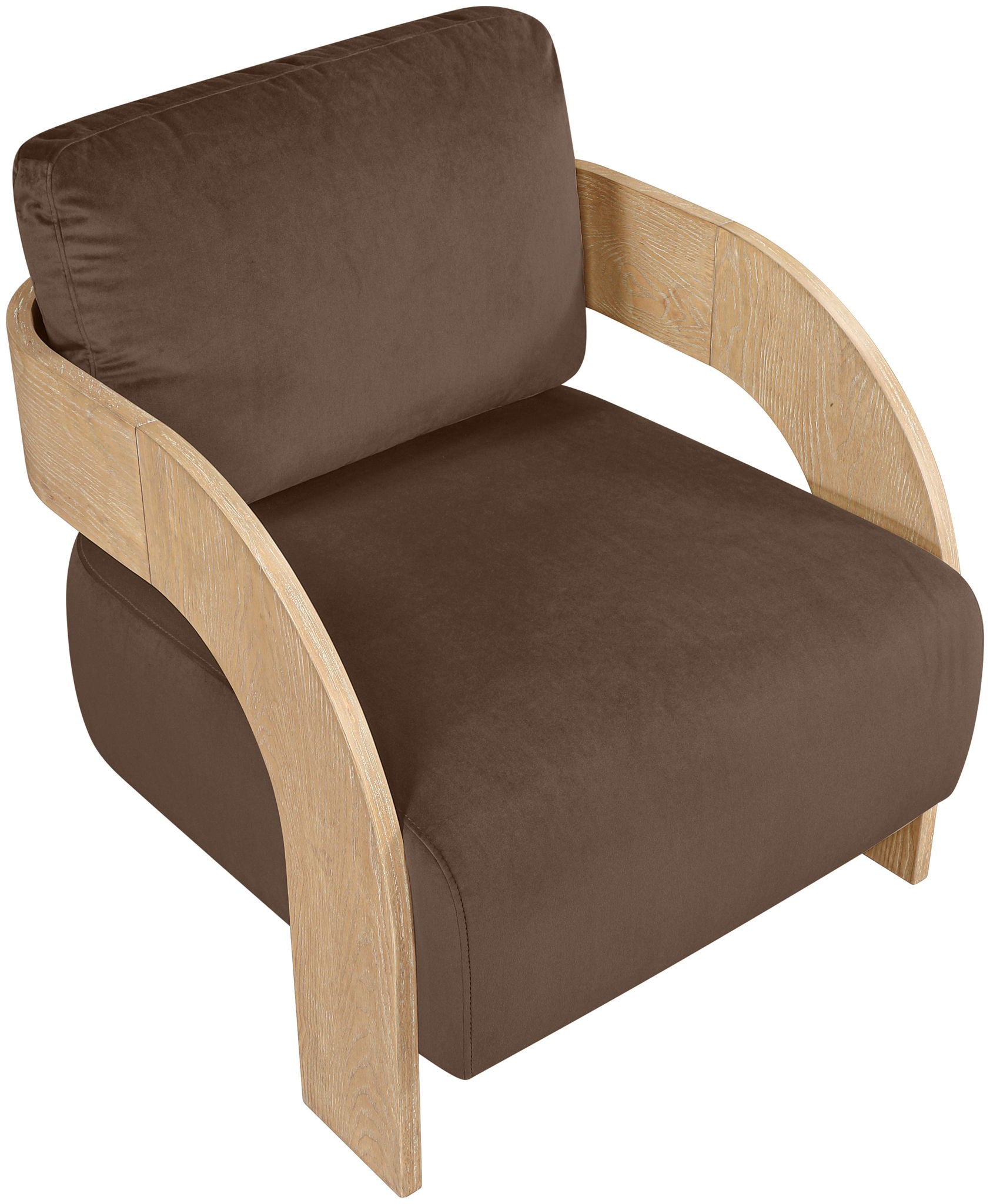Cedra - Velvet Performance Fabric Upholstered Accent Chair - Natural Frame