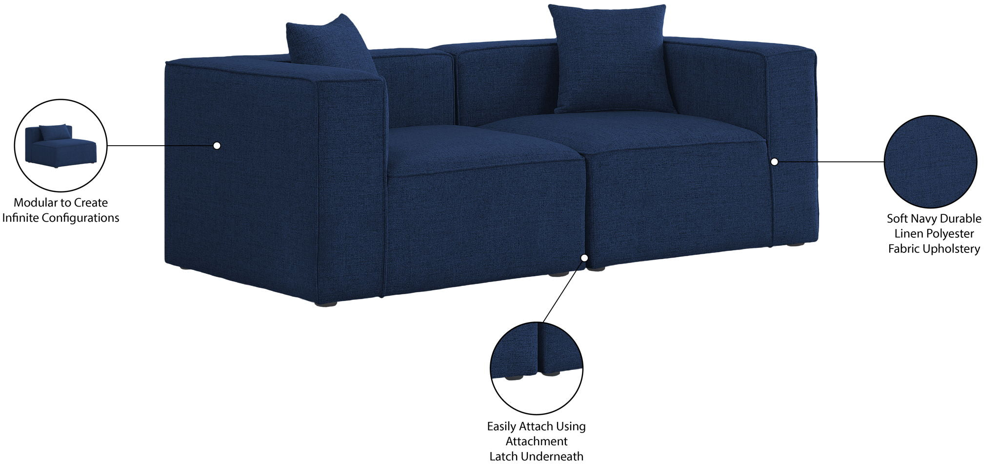 Cube - Linen Modular 2 Seat Sofa