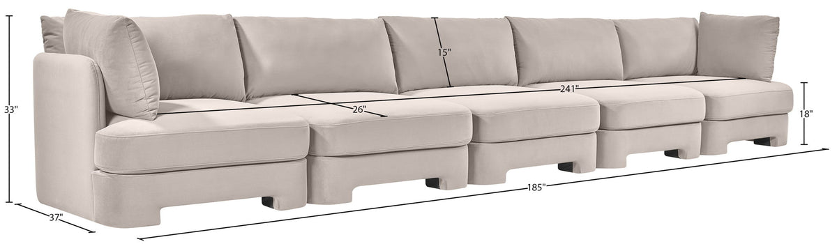 Hammond - Velvet Performance Fabric Upholstered 5 Piece Sofa
