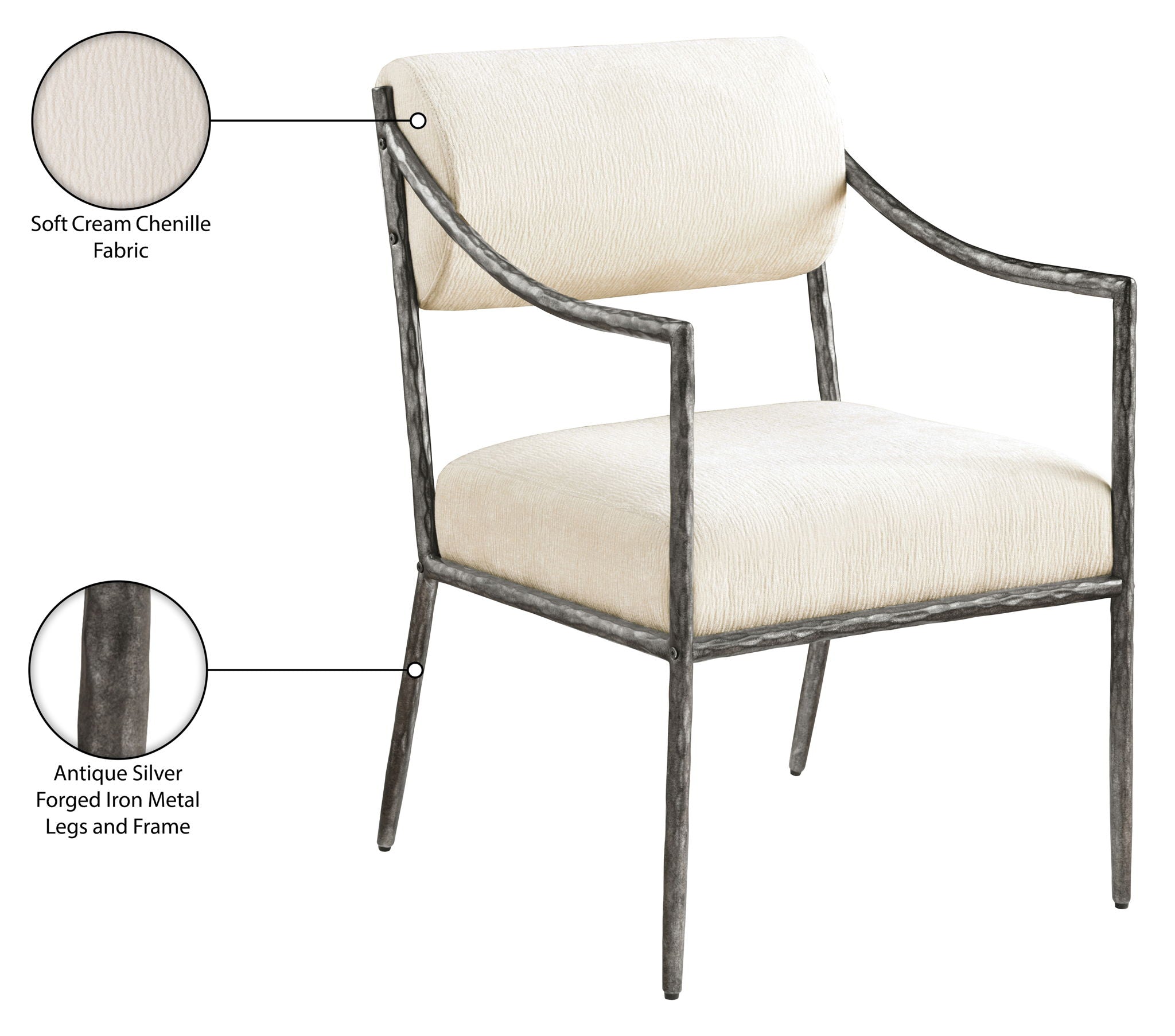 Bastille - Upholstered Dining Arm Chair (Set of 2) - Silver Frame