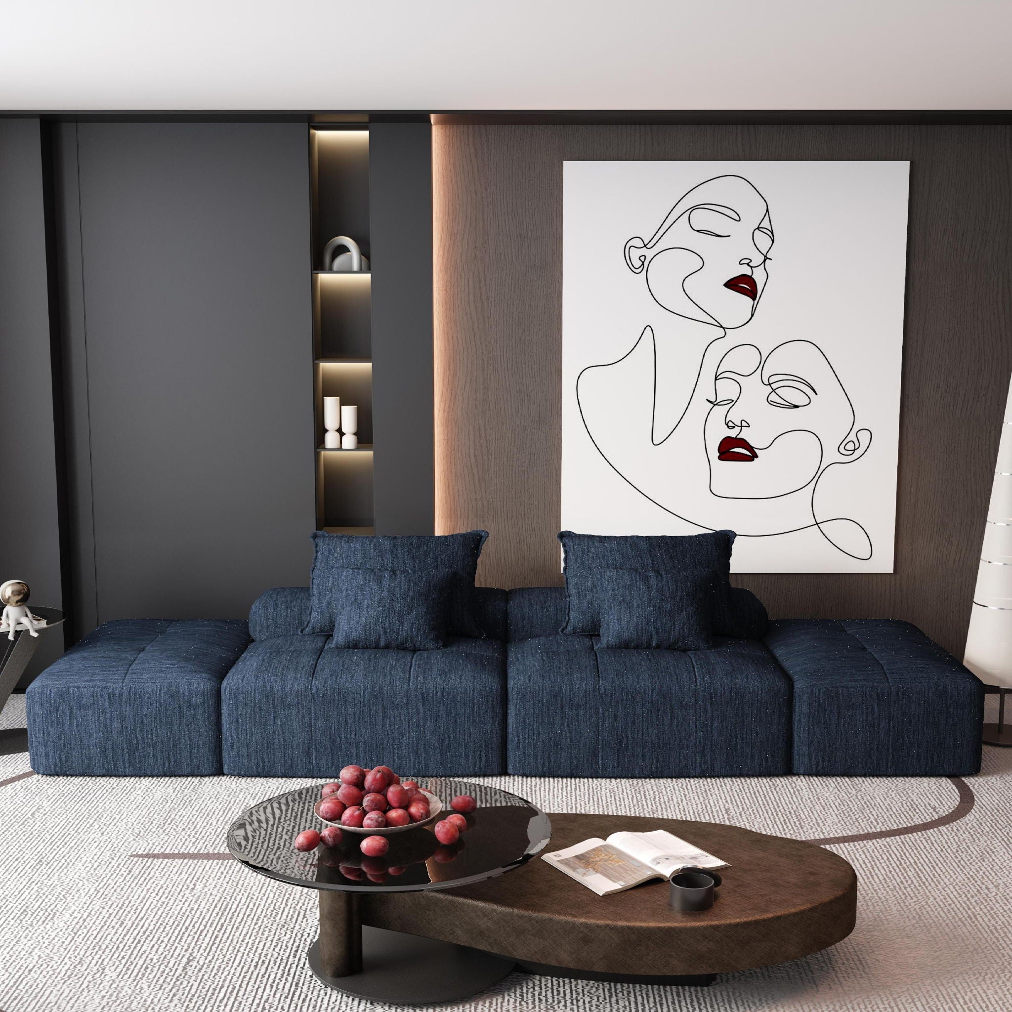 Modern Oversized Diy Combination Modular Sectional Sofa & Pillows