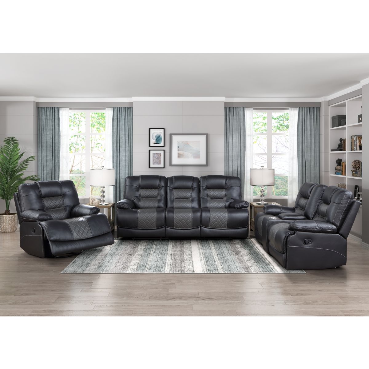 Fabian - Swivel Glider Reclining Chair - 2-Tone Gray (Gray / Dark Gray)