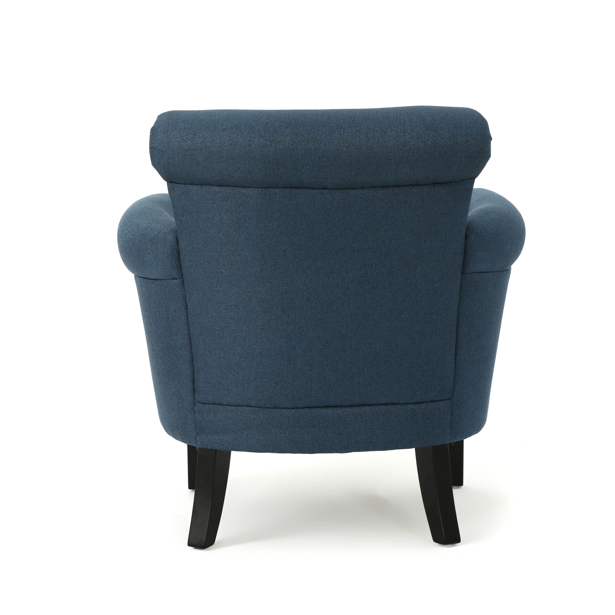 Elegant Fabric Club Chair With Nailhead Trim And Birch Wood Legs - Navy Blue