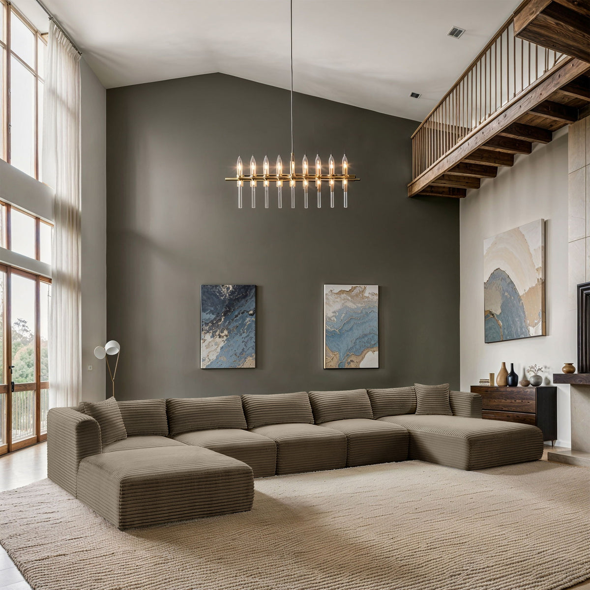 Shaggy - Fabric 6 Piece Modular Sectional With Chaise And Ottoman