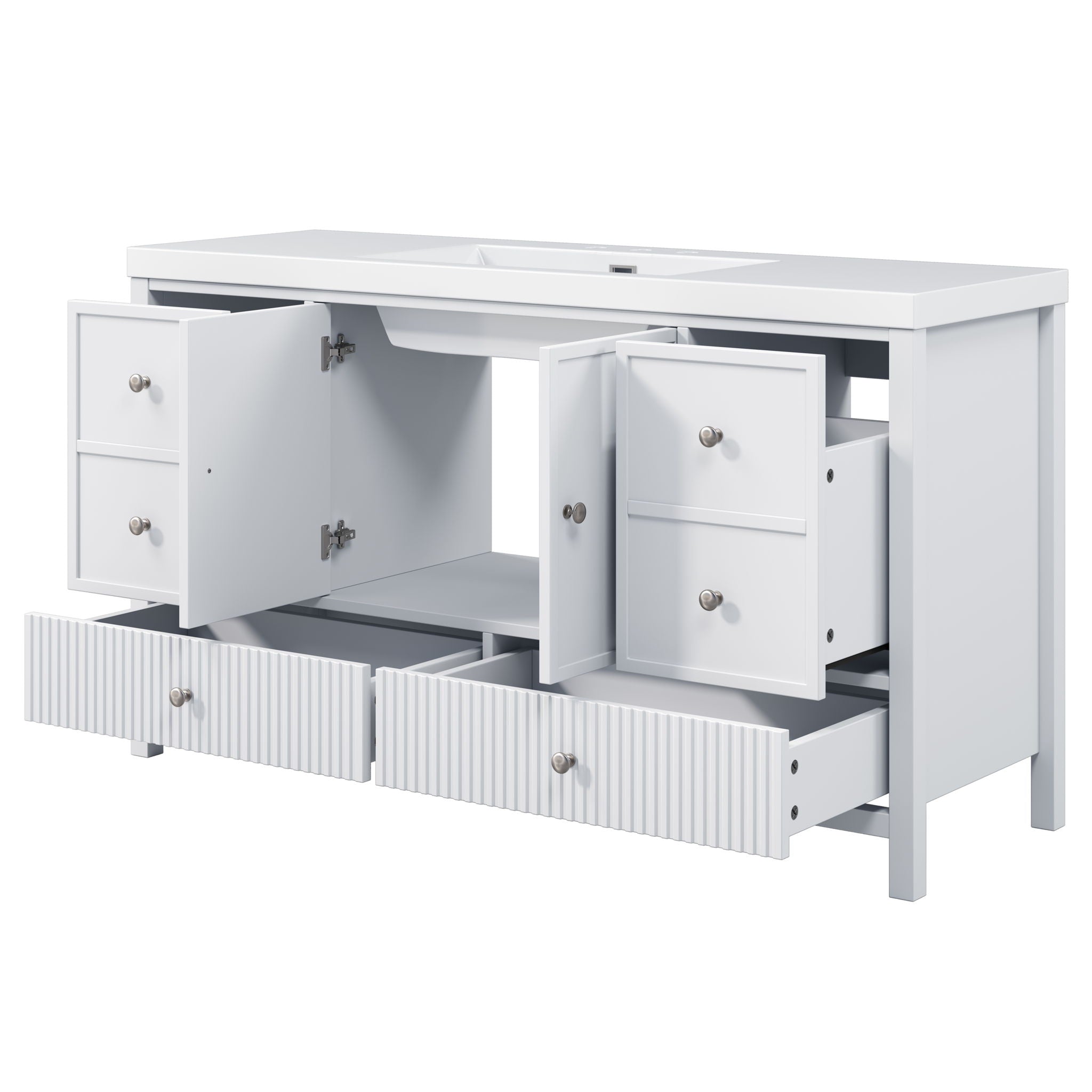 Bathroom Vanity With Separate Sink, Soft Close Doors And 4 Drawers