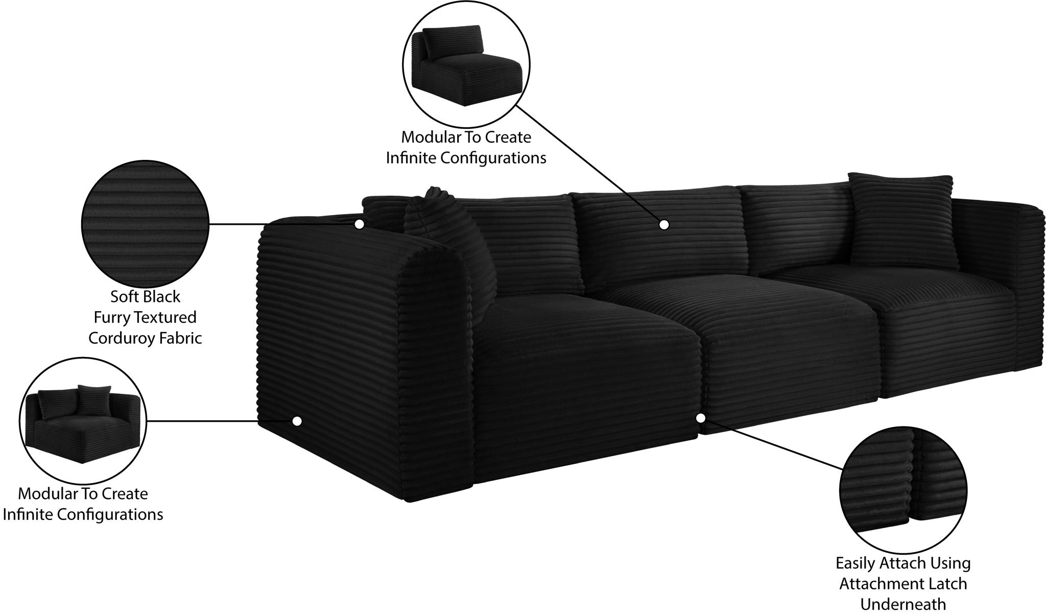 Shaggy - 3 Seat Modular Sofa