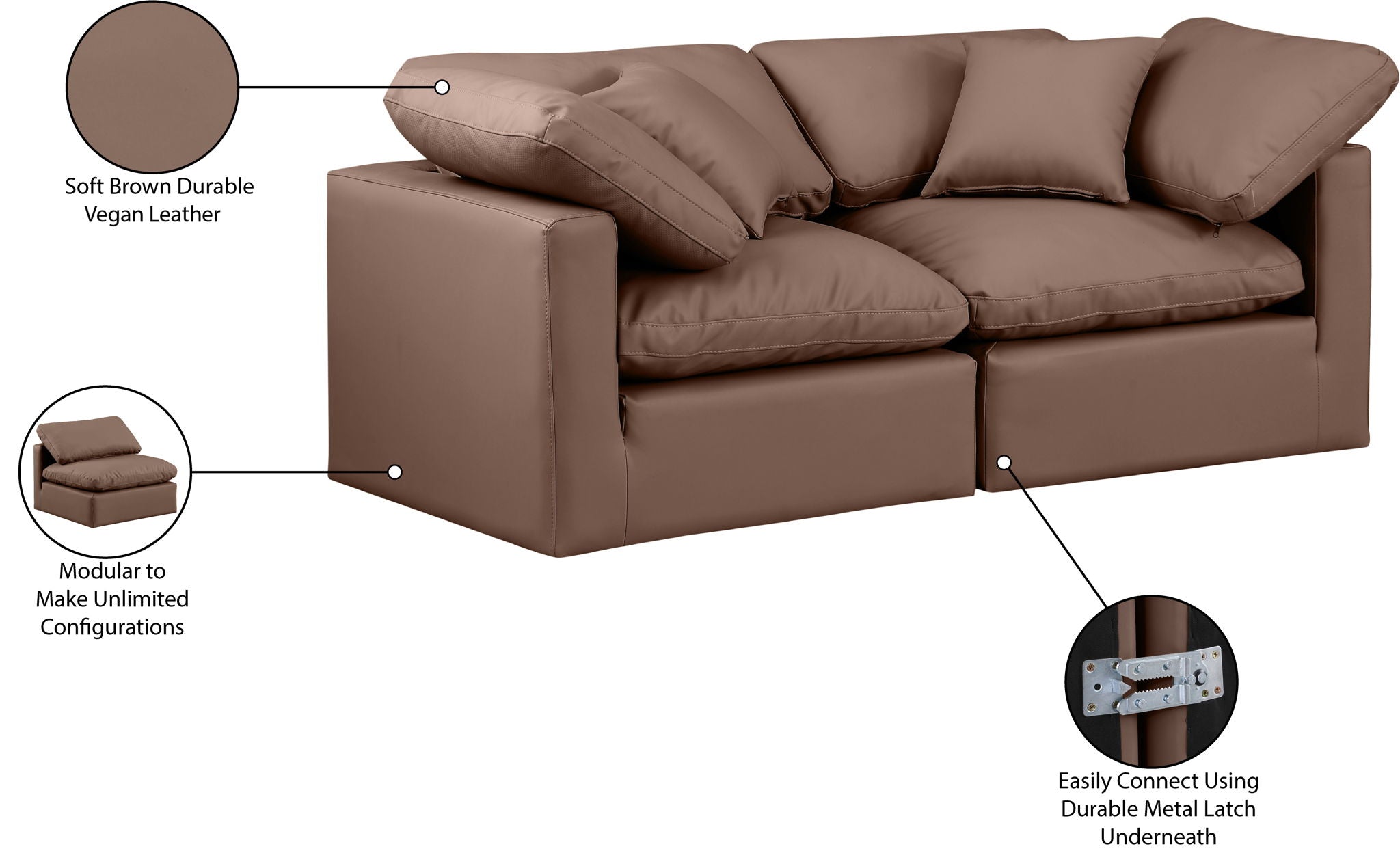 Indulge - Faux Leather 2 Seat Modular Sofa