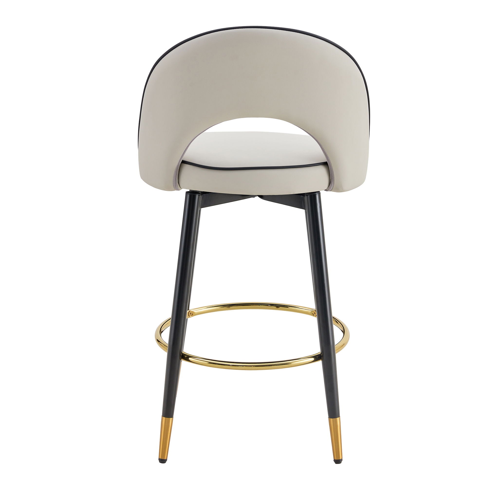 Modern Upholstered 360° Rotatable Bar Chair With Metal Legs For Dining Room (Set of 2)