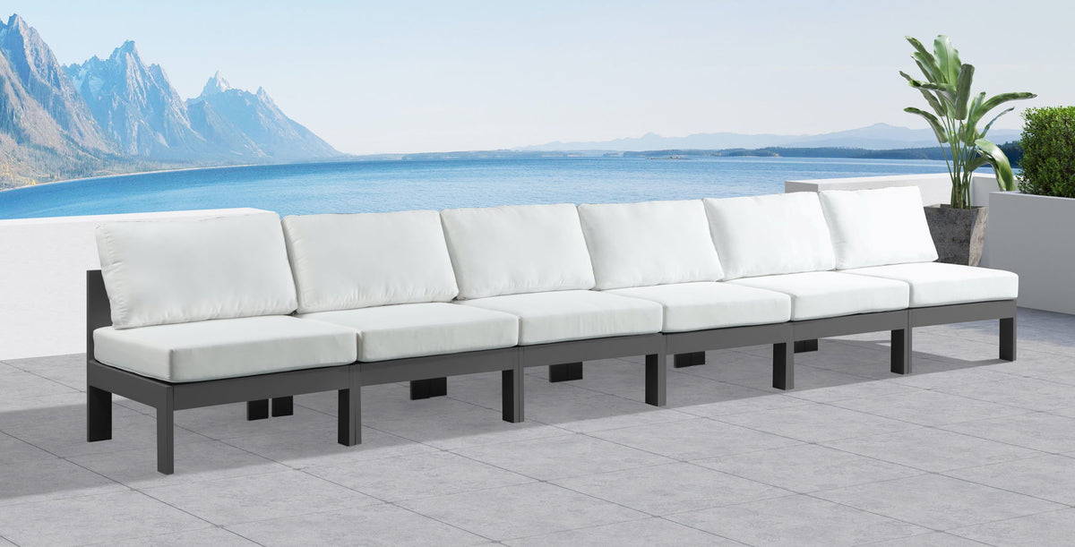 Nizuc - Outdoor Patio 6 Seat Armless Modular Sofa With Gray Frame