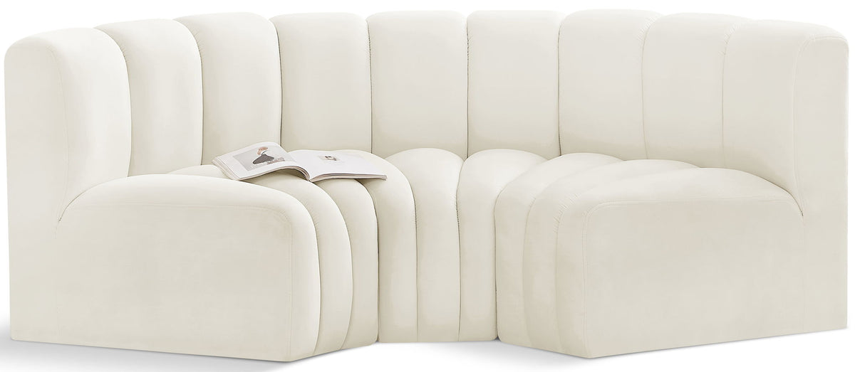 Arc - Velvet 3 Piece Modular U-Shaped Sofa