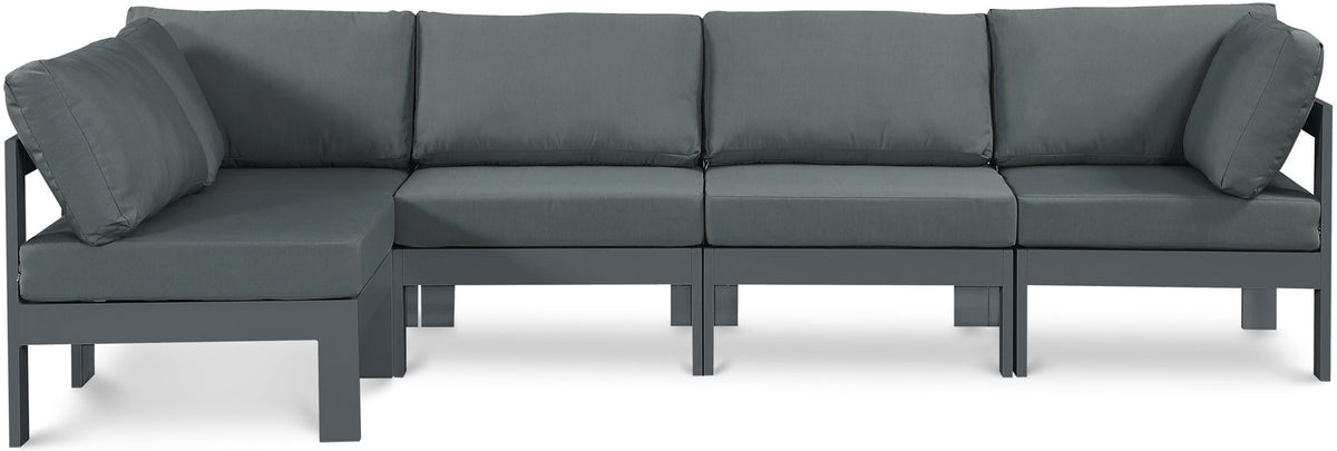 Nizuc - Outdoor Patio 5 Piece Modular Sectional With Gray Frame