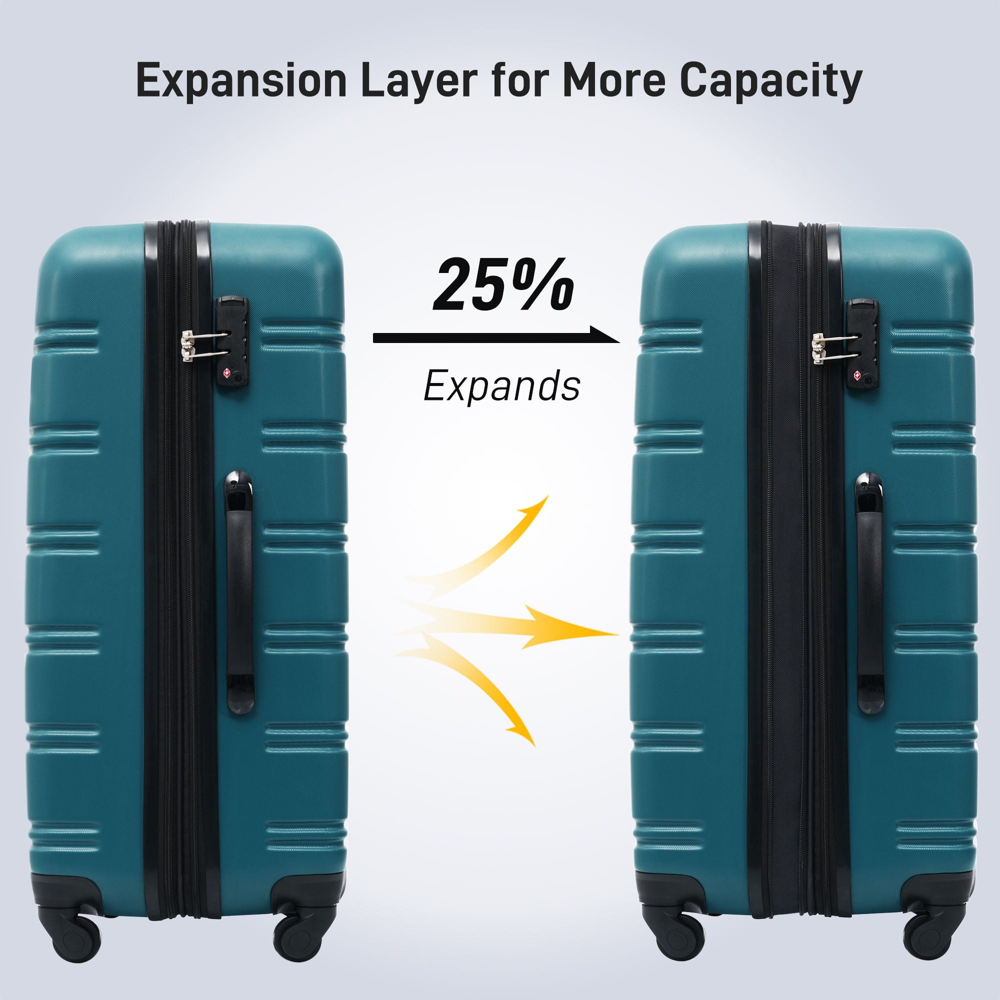3 Piece Luggage Set Hardside Spinner Suitcase With TSA Lock