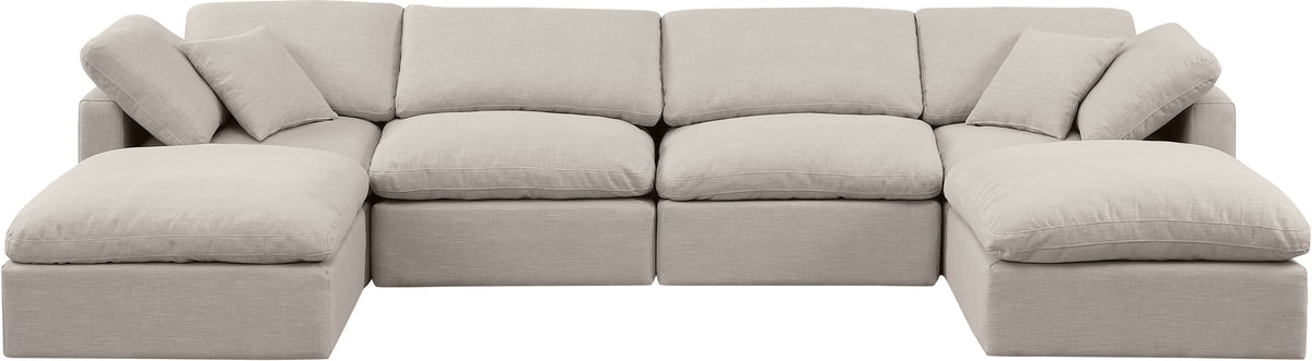 Indulge - Linen 6 Piece Modular Double Chaise Sectional