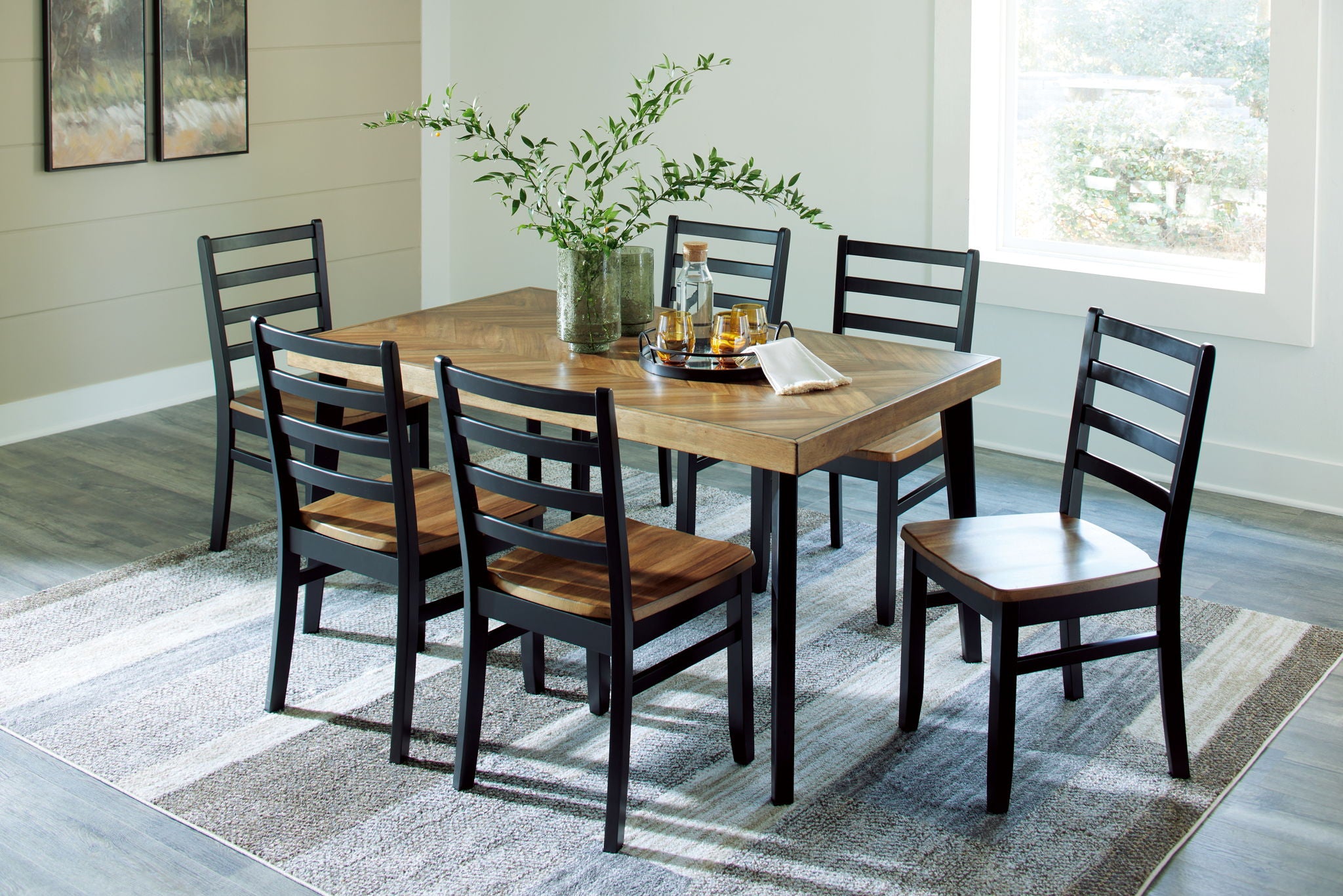Blondon - Rectangular Drm Table Set (Set of 7) - Brown / Black