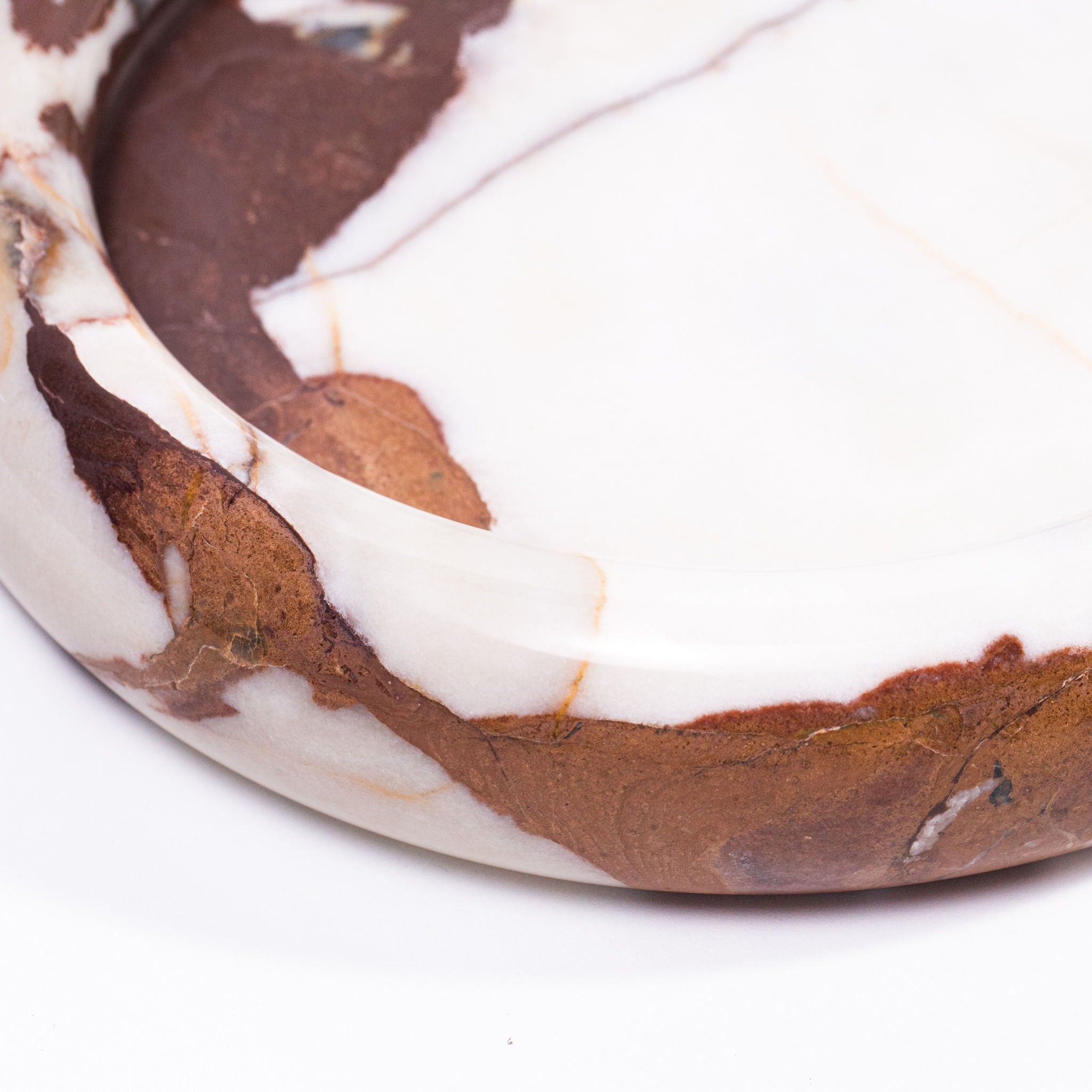 Marble Round Edged Catch-All - Breccia / White / Brown