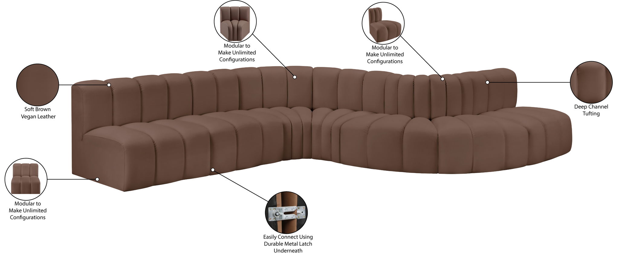 Arc - Faux Leather 7 Piece Modular Sofa