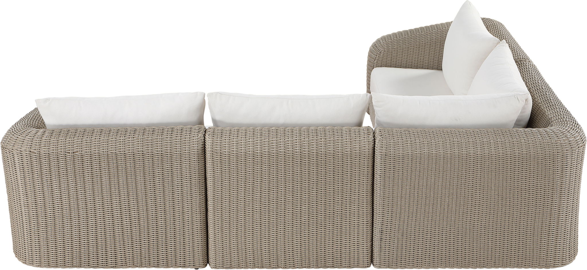 Seacrest - Olefin Water Resistant Fabric And Wicker 4 Piece Outdoor Patio Modular Sectional