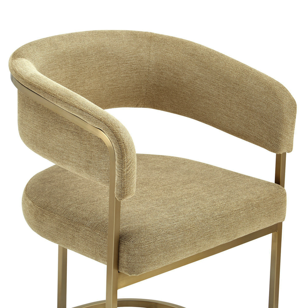 Sebastian - Modern Brown Fabric + Antique Brass Dining Chair