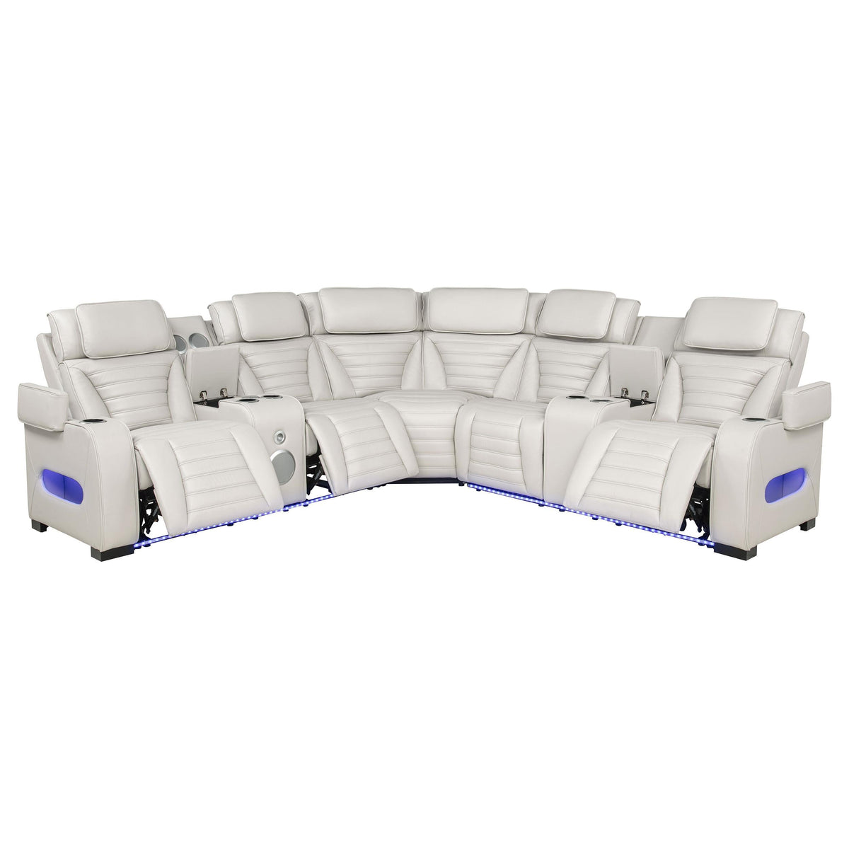 Zuma 3-Piece Dual Power Reclining Sectional with Bluetooth Greige