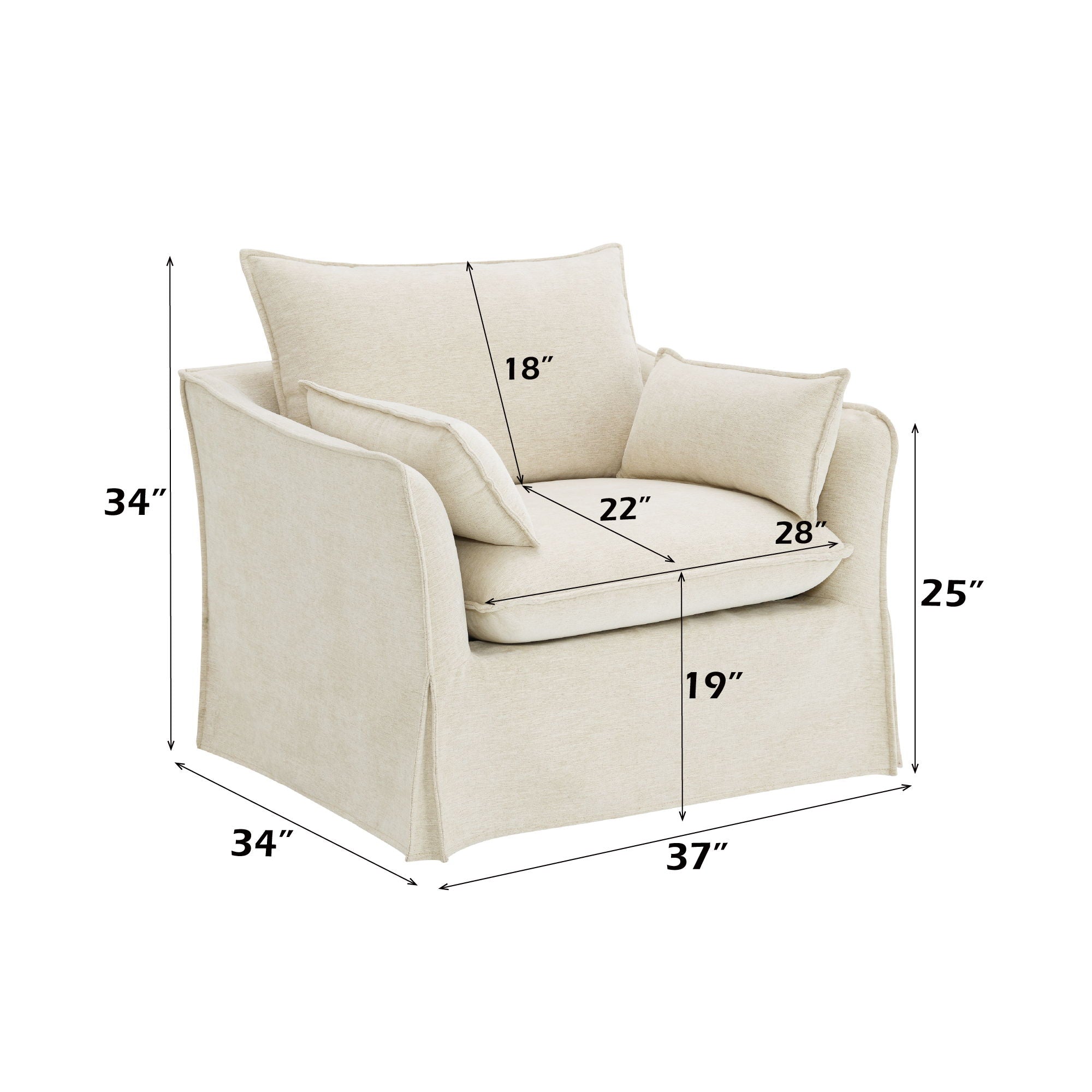 Shane - Chair With 2 Pillows - Beige