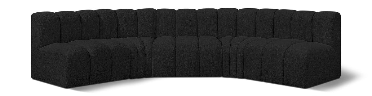 Arc - Boucle Fabric 5 Piece U-Shaped Modular Sofa