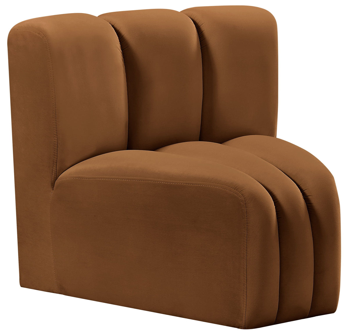 Arc - Velvet Curved Corner Chair - Saddle