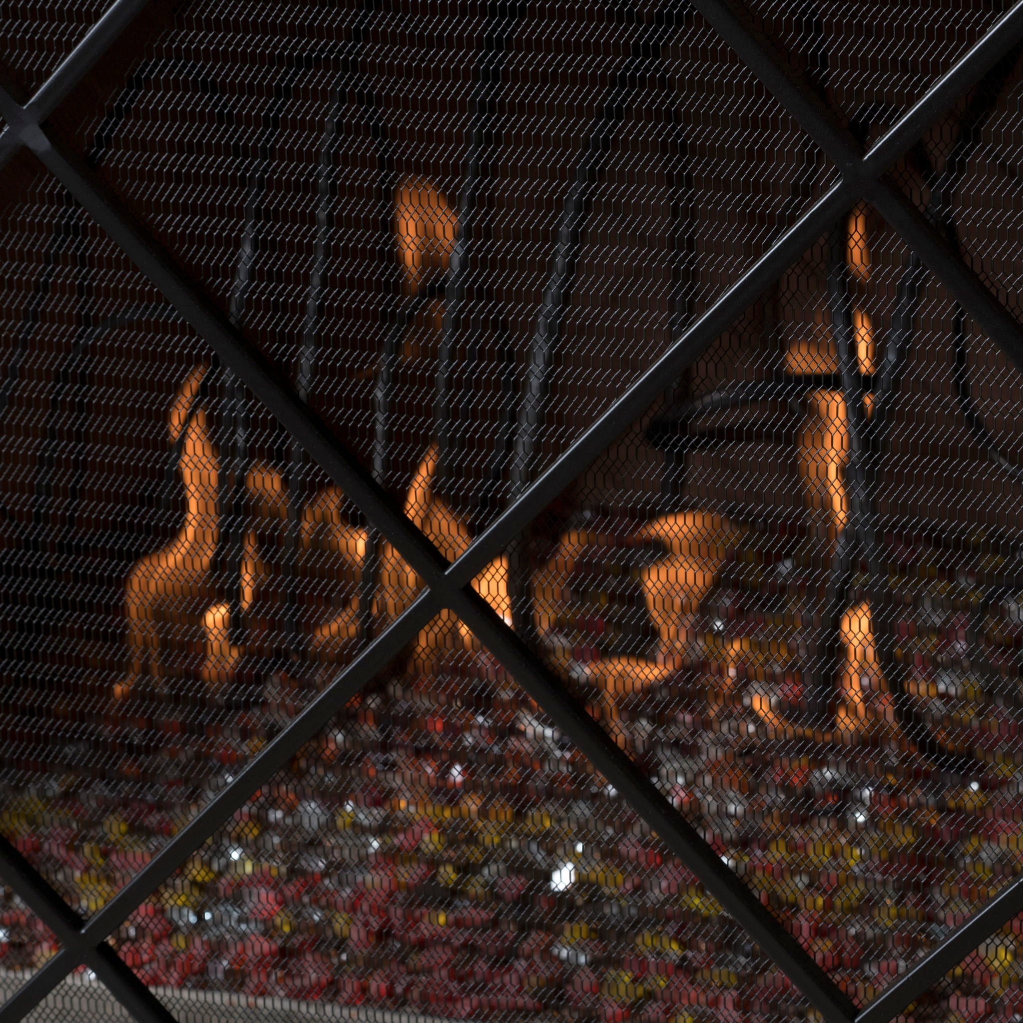 Minimalist Single Panel Iron Fireplace Screen With Diamond Design - Black