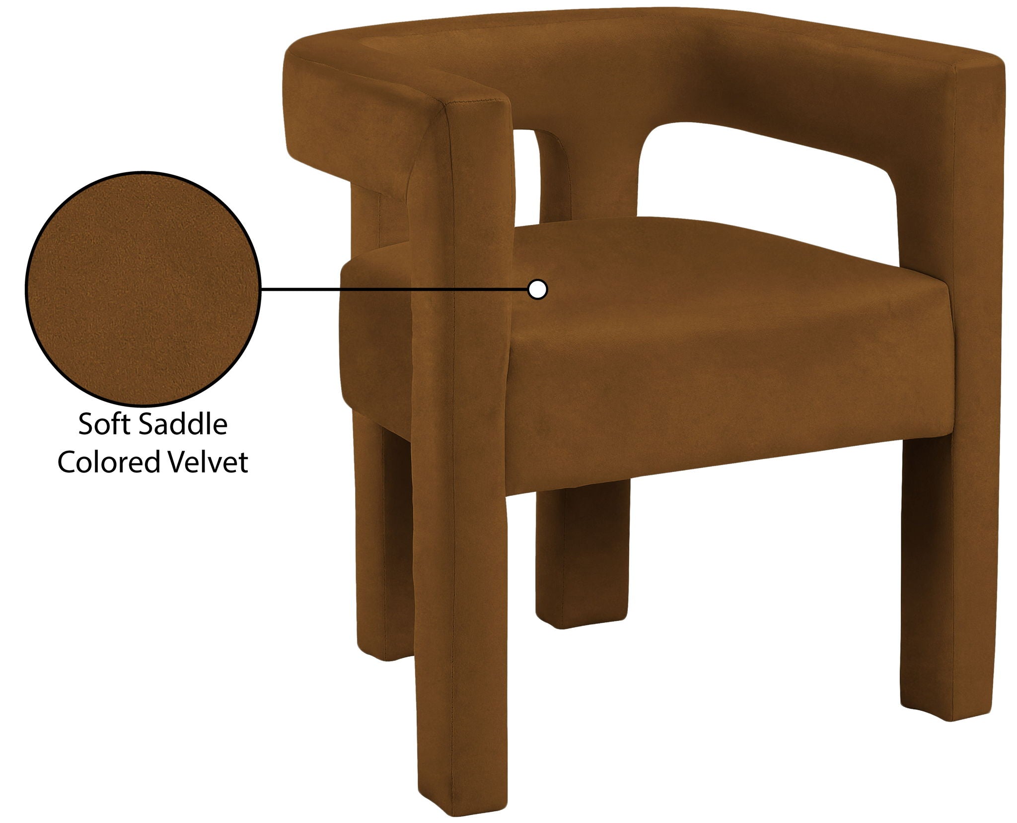 Athena - Velvet Dining Chair - Saddle